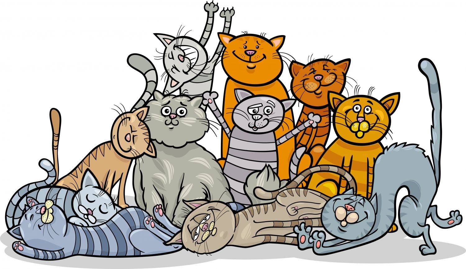 Мультяшный семья кошек