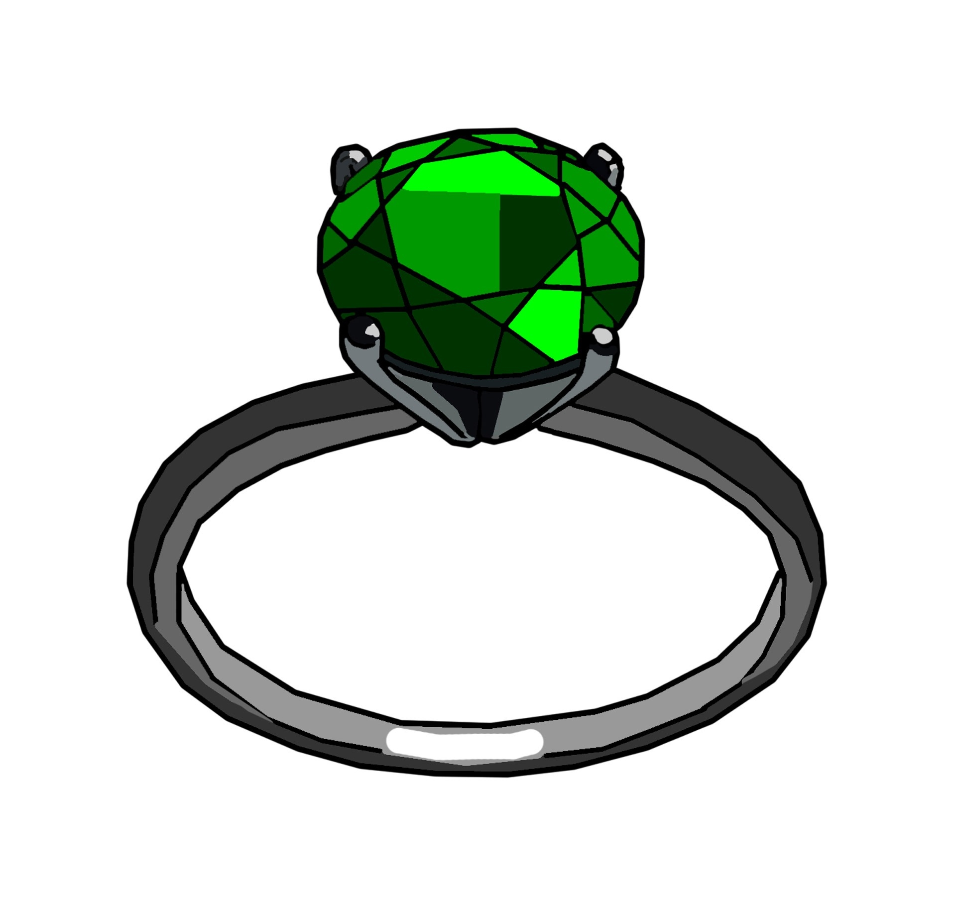 Кольцо изумруд на зеленом фоне