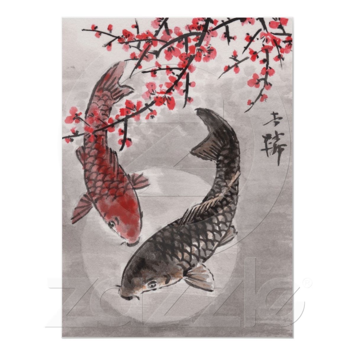 Рыбки Инь Ян китайская живопись