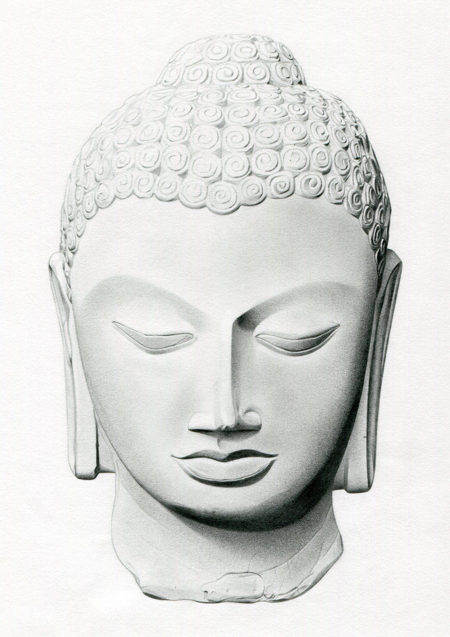 Будда статуя головы белая
