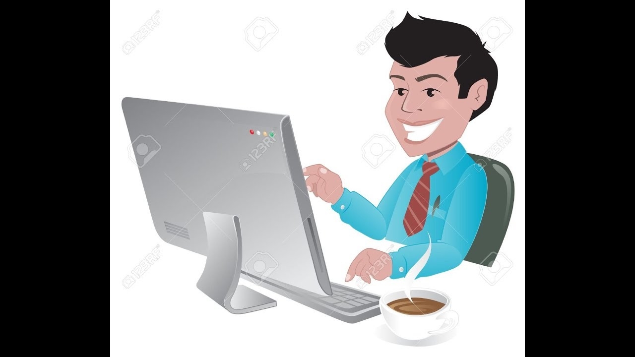 Мужчина за компьютером рисунок