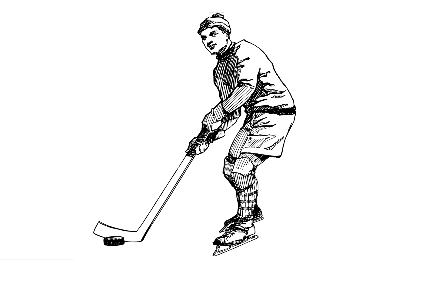 Хоккеист с клюшкой рисунок