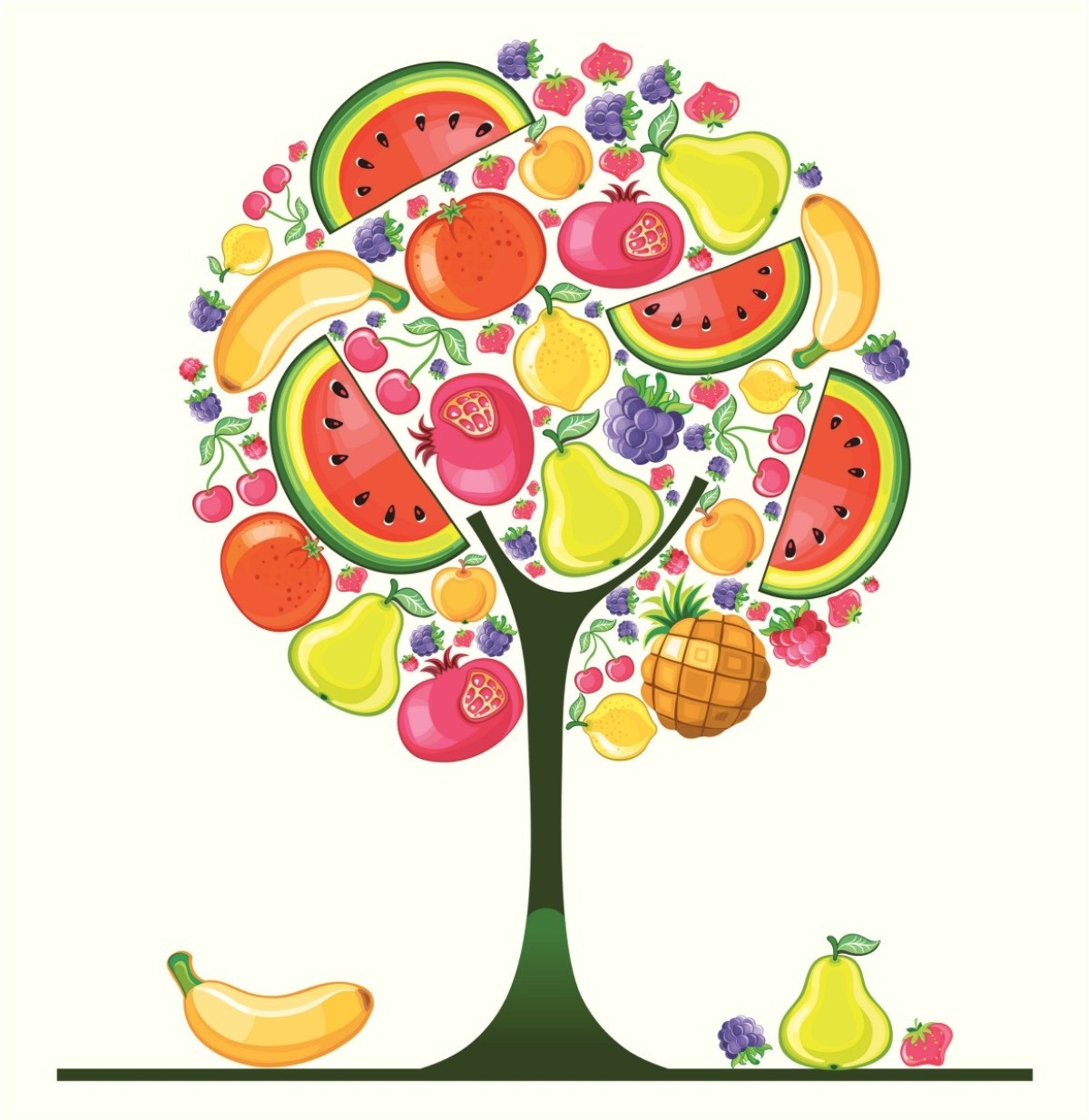 Сказочное дерево с разными фруктами
