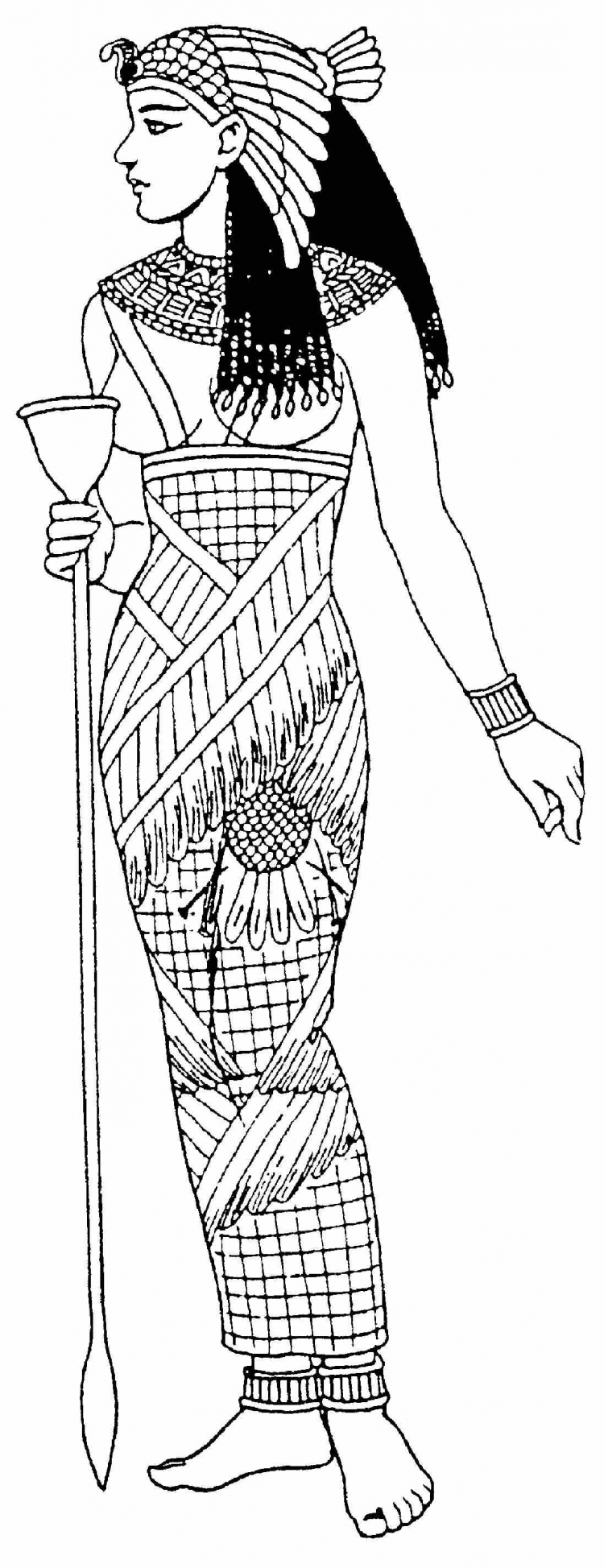 Рисунок египтянина в костюме в древнем Египте