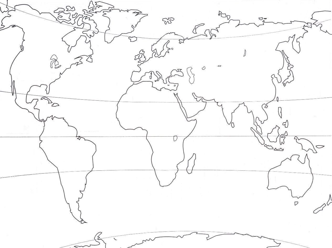 Карта мира материки контурная карта