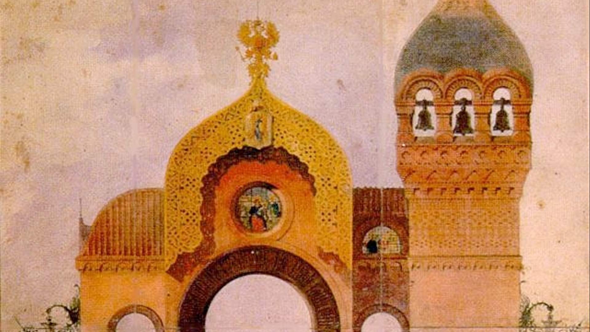 Рисунок на тему ворота богатырские