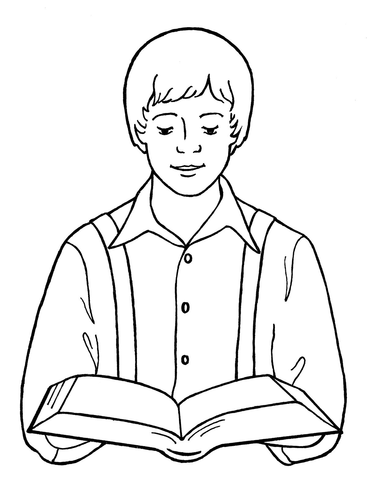 Мальчик с книгой раскраска для детей