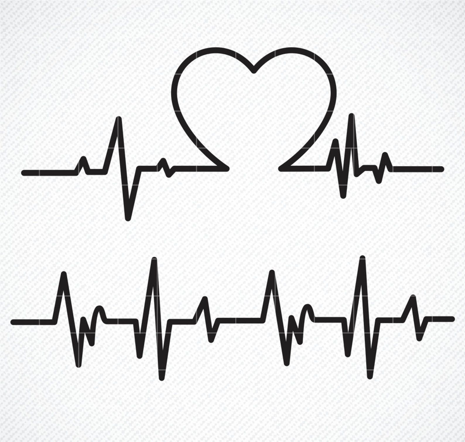 Эскиз кардиограмма с сердцем