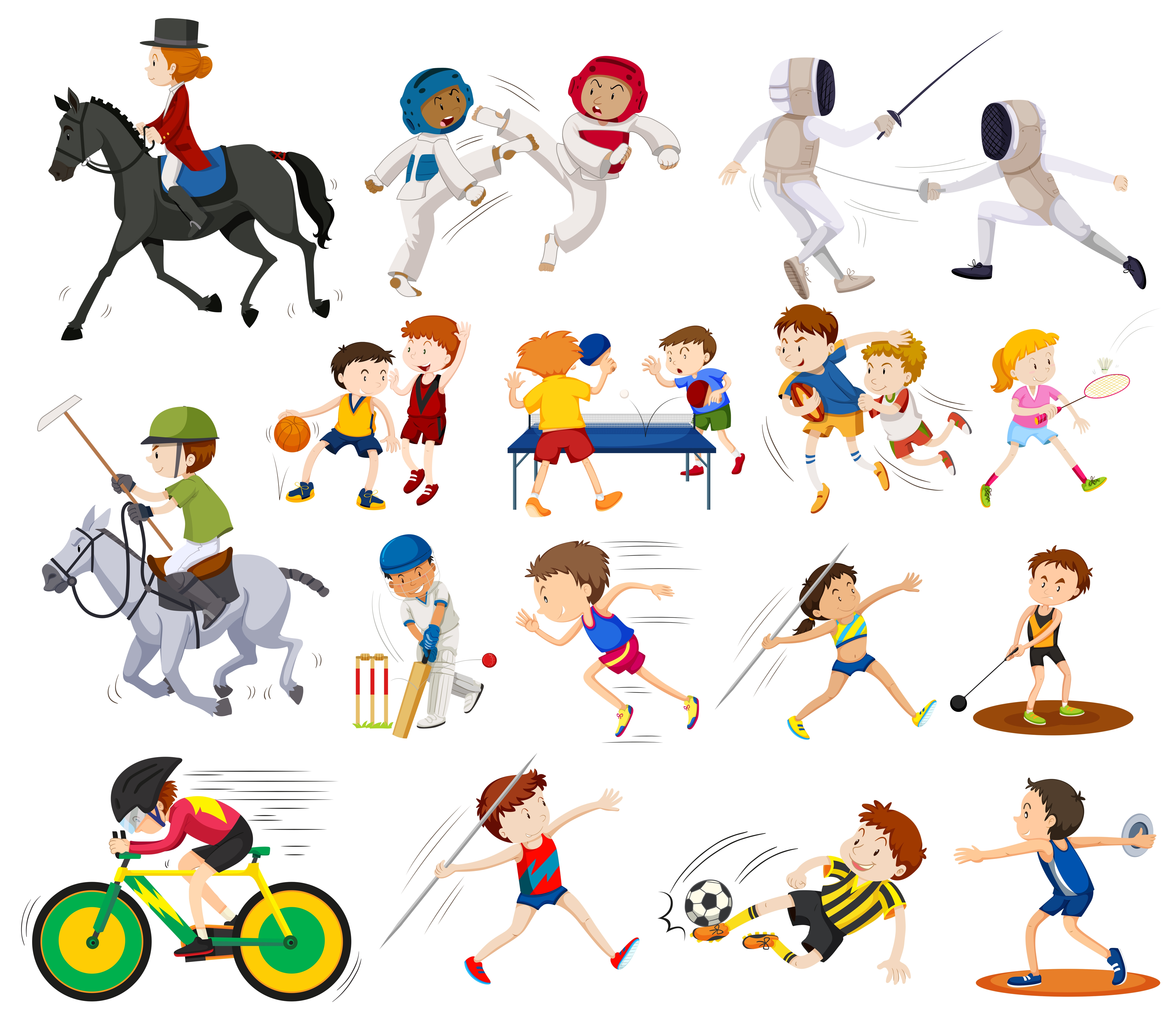Человечки с разными видами спорта