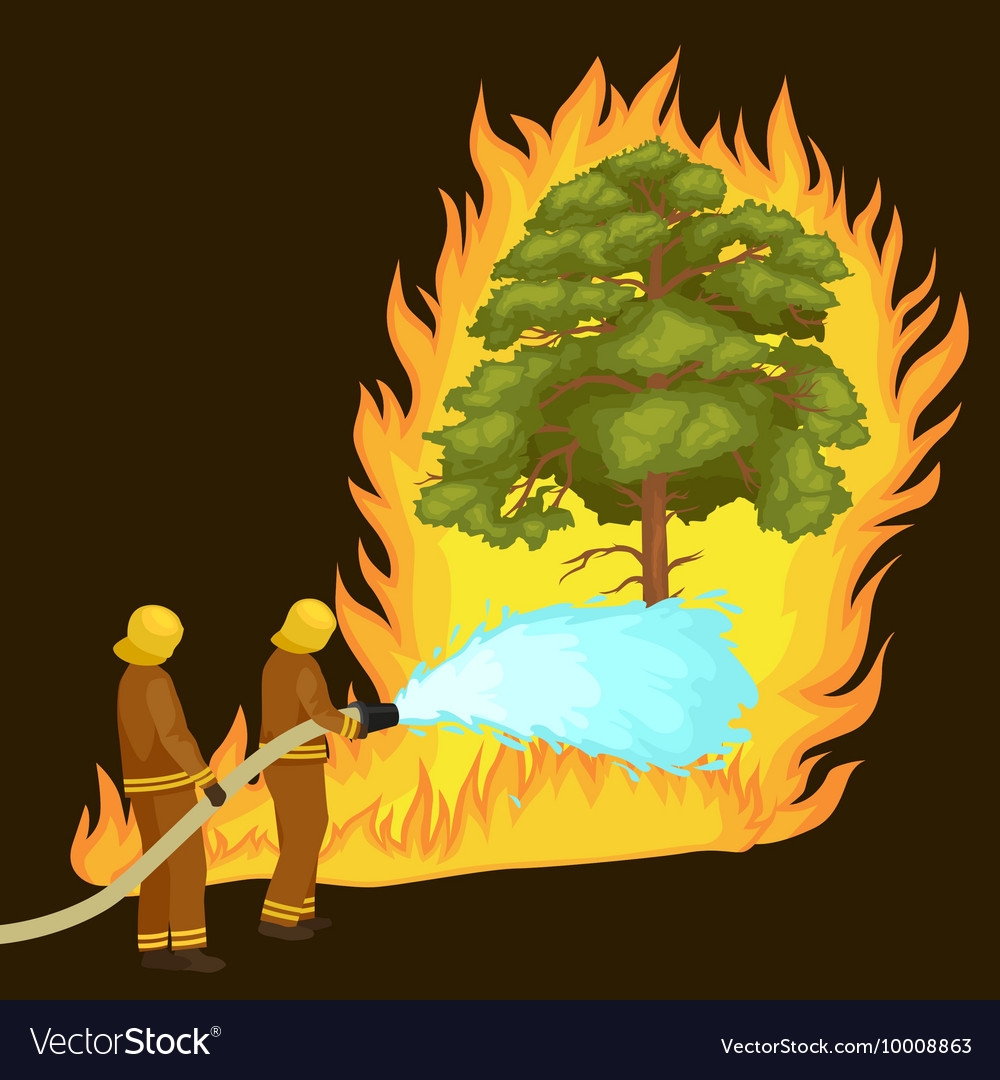 Картина пожарный тушит лес детские