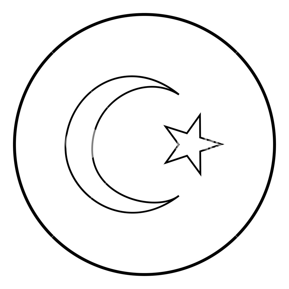 Месяц со звездой трафарет мусульманский