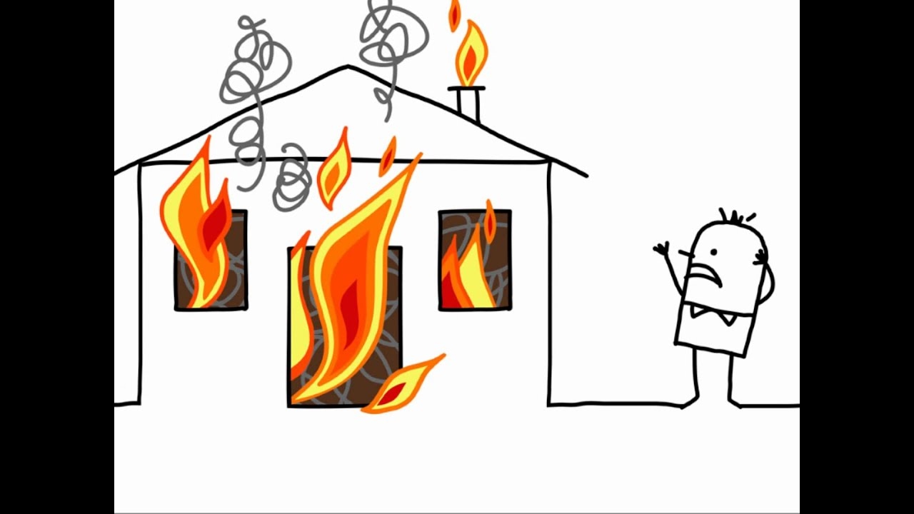 Дом в огне рисунок
